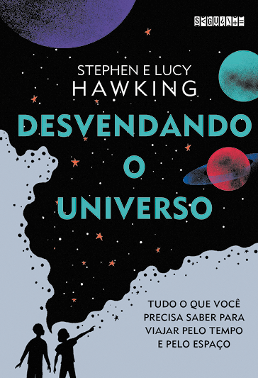 Capa de livro. Ilustração. À esquerda, silhueta de duas pessoas vistas em pé, com uma pessoa à direita, braço esticado para frente. Perto deles, uma nuvem preta onde vê-se o céu com estrelas e três planetas perto um do outro. À esquerda, planeta azul e à direita, planeta redondo em verde e planeta em vermelho com anéis azuis em volto. Ao centro, nome do livro e autor.