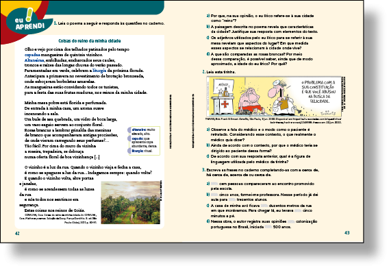 Reprodução de página de livro. Destaque para a seção Eu aprendi.