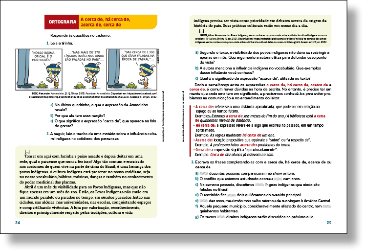 Reprodução de página de livro. Destaque para a seção Ortografia/acentuação/pontuação.