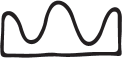 Ilustração em preto e branco. Desenho de curvas formando três montes.